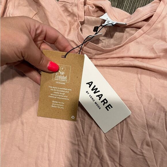 NWT Aware Vero Moda Short Sleeve T-Shirt Tencel Rose Dust Size XS - Picture 4 of 7